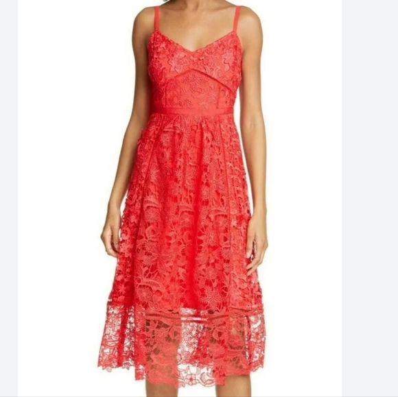 NWT Red Ted Baker Valens Mixed Lace Midi Dress Uk 2/US 6 - Picture 3 of 11